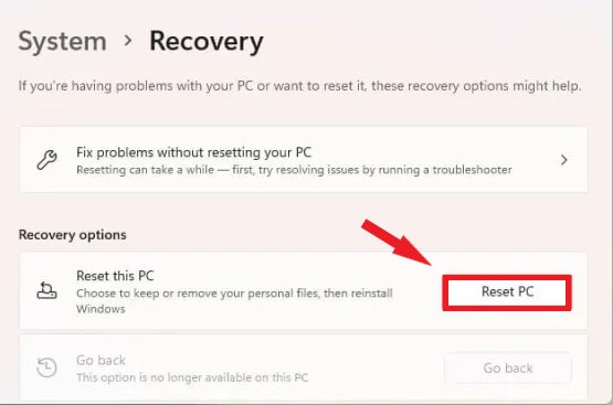 reset PC
