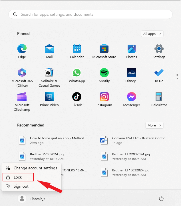 Start menu lock