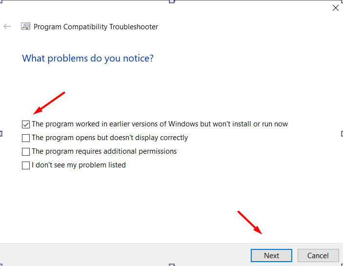 program compatibility troubleshoot